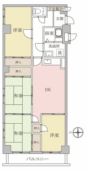 東和中央マンション(4DK) 1階の間取り図