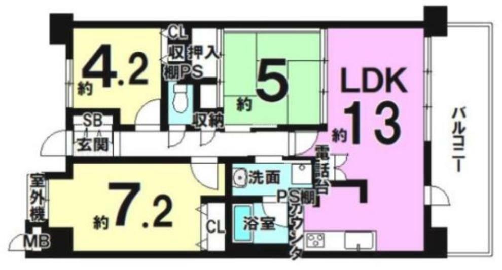 サンマンションアトレ西大路(3LDK) 5階の間取り図