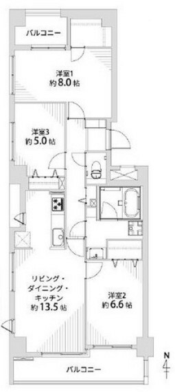 ワコーレ夙川(3LDK) 5階の内観
