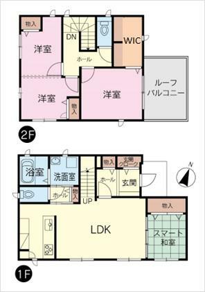 3LDK＋WIC　2階の西側洋室は、間仕切り可能な造りとなっています。