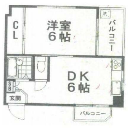 弥生町クリスコーポ(1DK) 5階の間取り図