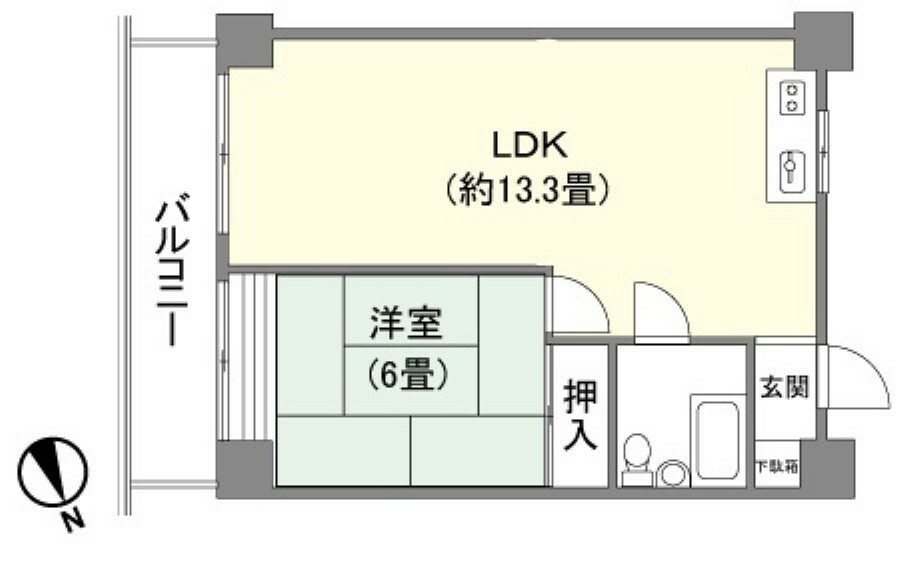 センチュリー御宿シーサイド2号館(1LDK) 4階の間取り図