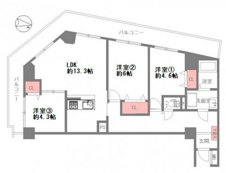 G・Sハイム新大阪(3LDK) 2階の間取り図