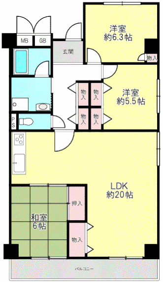 梅田北セントポリア(3LDK) 1階の間取り図