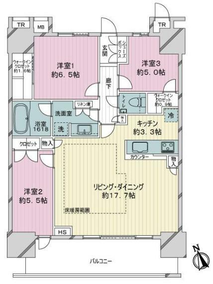 津田沼ザ・タワー(3LDK) 37階の内観