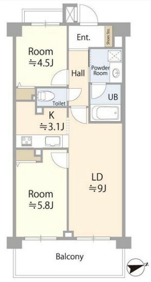 クリオ中村橋弐番館(2LDK) 3階の間取り図