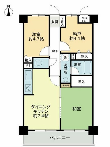 ライオンズマンション大宮第5(2DK) 3階の間取り図