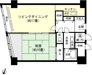 ライオンズマンション石打丸山(1LDK) 13階の間取り図