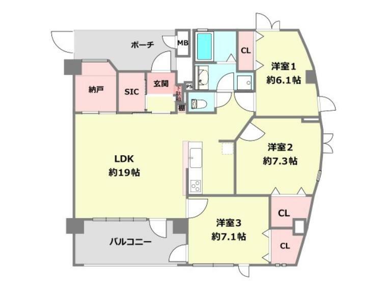 パレ武庫川プルミエール4(3LDK) 2階の間取り図