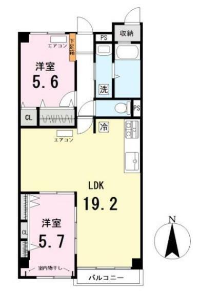 南浦和ハイツ(2LDK) 9階の間取り図
