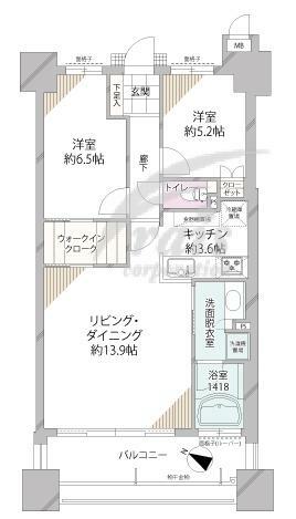 サーパス東千石(2LDK) 4階の間取り図