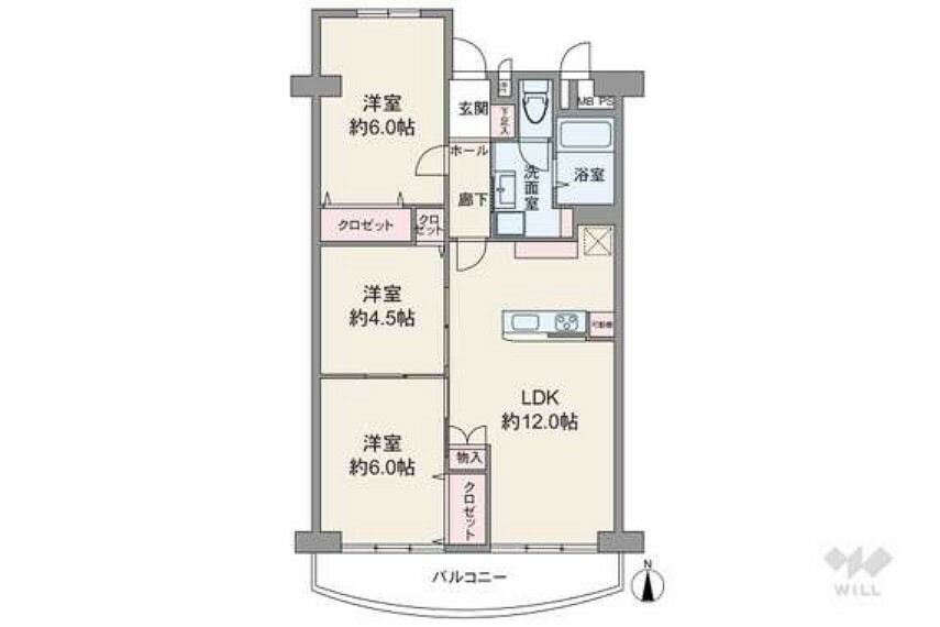 阪急南茨木ハイタウン駅前高層住宅C棟(3LDK) 11階の間取り図