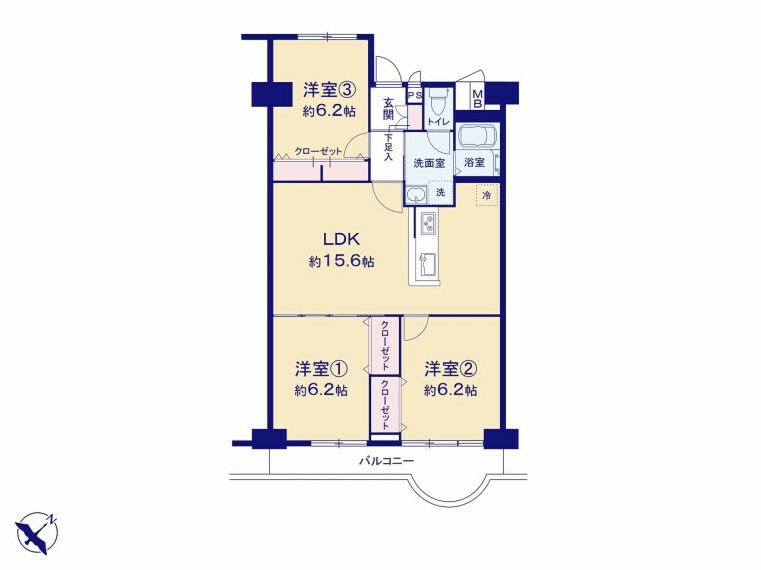 浦和白幡東高層住宅1号棟　(3LDK) 5階の内観