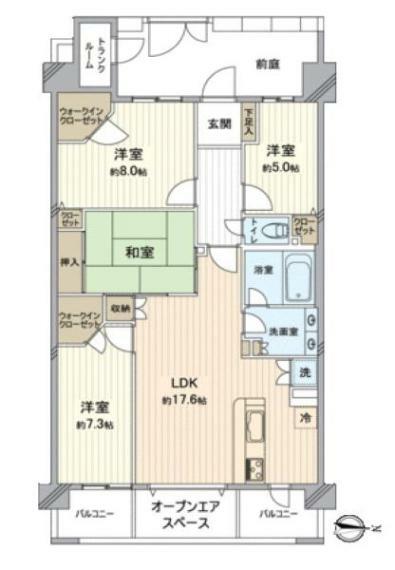 レイディアントシティ横濱カルティエ6(4LDK) 2階の間取り図