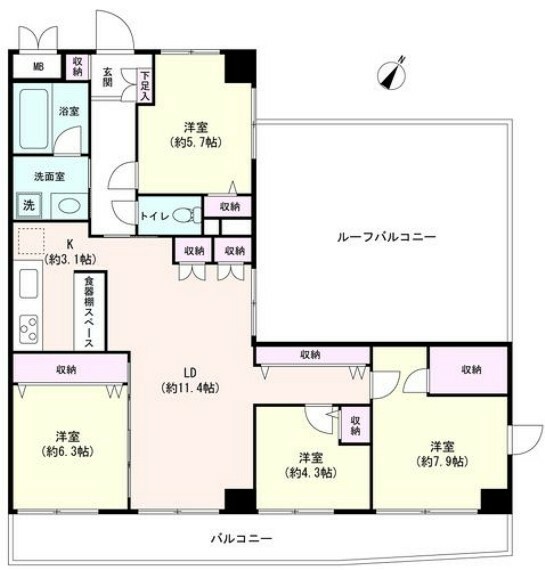藤和世田谷桜丘コープII(4LDK) 4階の間取り図