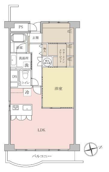 津田沼ハイツ(1LDK) 9階の間取り図