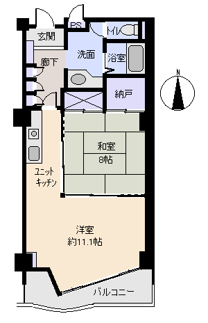 中銀ライフケア熱海水口22号館(1LDK) 8階の内観
