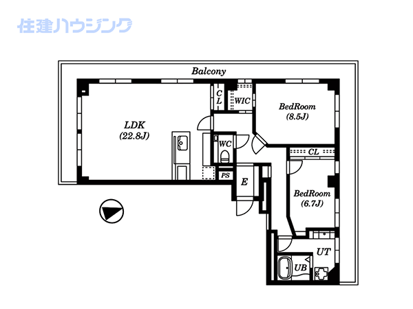 ダイアパレス高田馬場(2LDK) 9階の間取り図