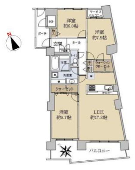 ベイシティ大阪センタープラザ(3LDK) 6階の間取り図
