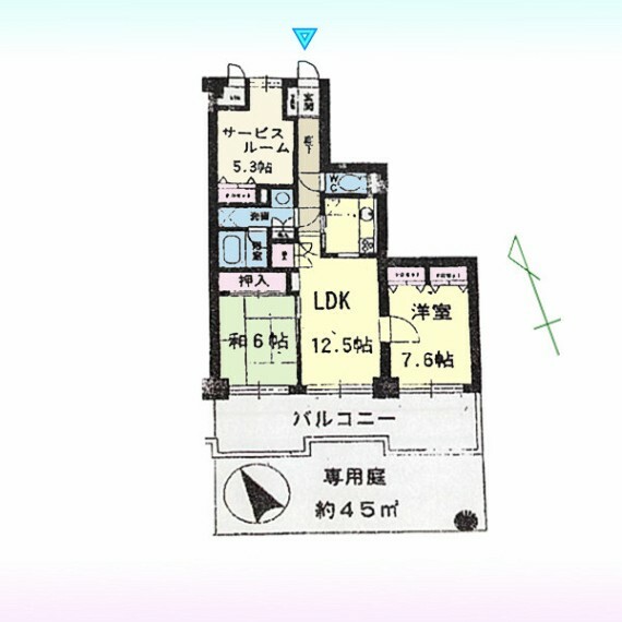 グリーンキャピタル久喜(2LDK) 1階の間取り図