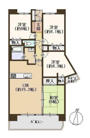 ヴィルメゾン上野芝(4LDK) 1階の間取り図