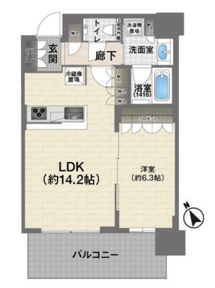 ザ・パークハウス中之島タワー(1LDK) 27階の間取り図