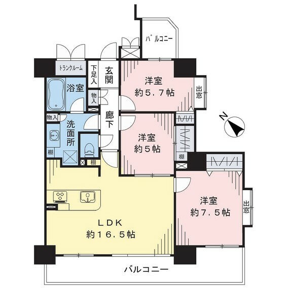 クリオ川崎追分壱番館(3LDK) 8階の間取り図