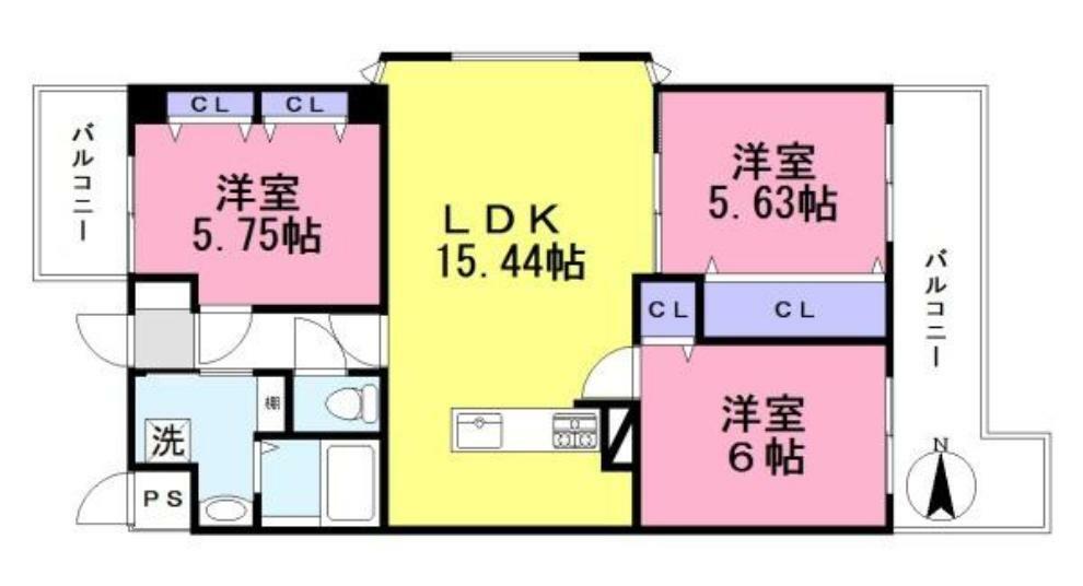 シャルマンフジ奈良小泉(3LDK) 4階の間取り図