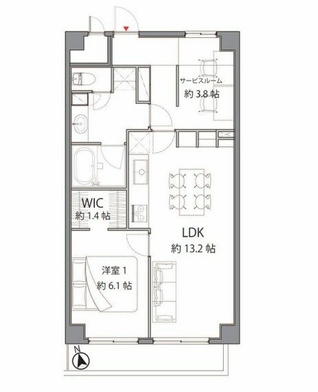ライオンズマンション豪徳寺(1LDK) 3階の間取り図
