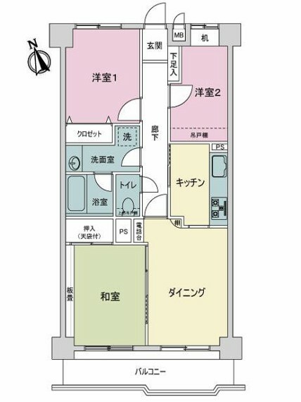 ライオンズマンション堀切菖蒲園(3DK) 5階の間取り図