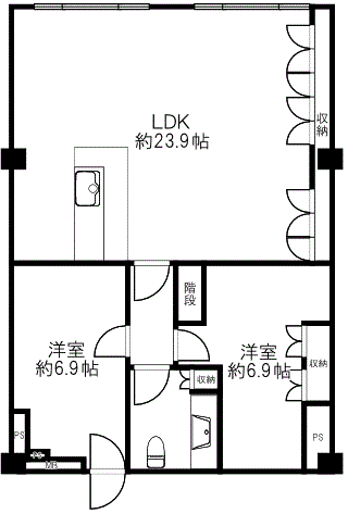 メゾン北梅田(2LDK) 2階の内観