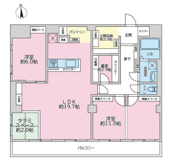 自由ヶ丘第3マンション(2LDK) 4階の間取り図