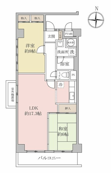 蒲生ビューハイツ(2LDK) 8階の間取り図