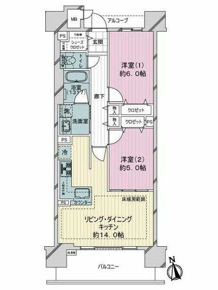 プレサンスロジェ上前津駅前2(2LDK) 7階の間取り図