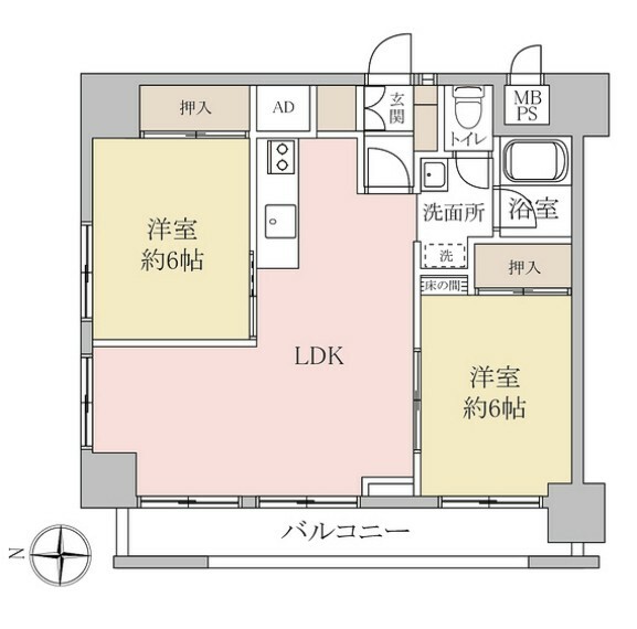 竹の塚マンション(2LDK) 7階の内観