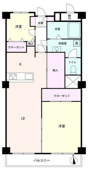 パシフィック磯子マンション(2LDK) 3階の間取り図