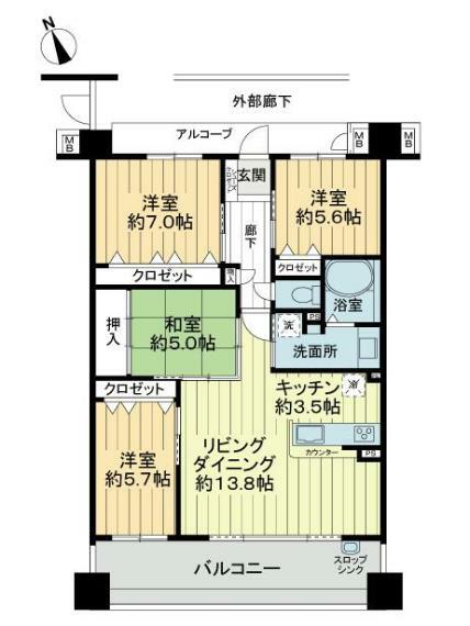 サーパス三津浜駅通り(4LDK) 8階の間取り図