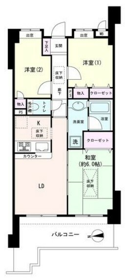 グランイーグル横濱鶴見(3LDK) 2階の間取り図