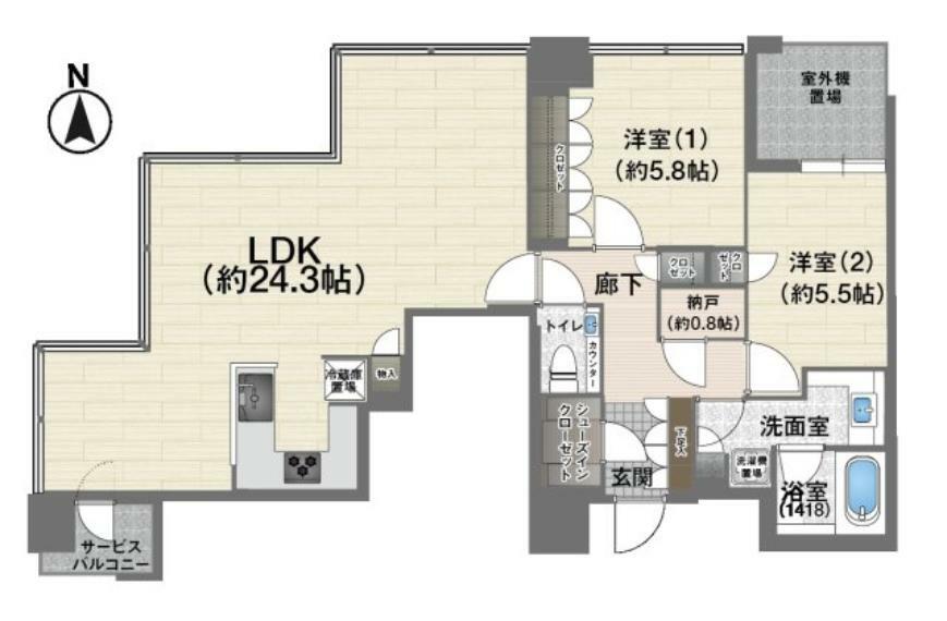 シティタワー西梅田(2LDK) 37階の間取り図