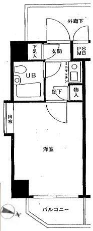 グローリア初穂椎名町(1R) 5階の間取り図