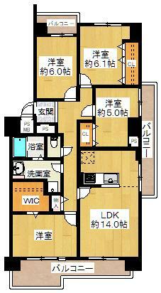 昭和山第二コーポ1号棟(4LDK) 1階の間取り図