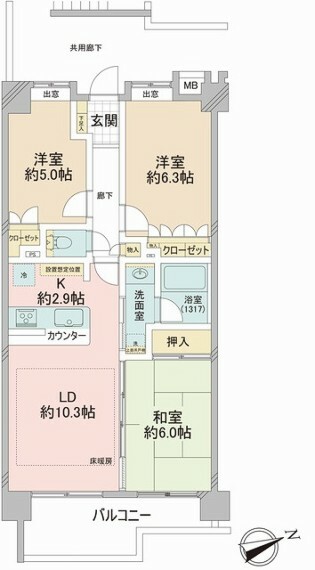 エクセレントスクエア高幡不動(3LDK) 4階の間取り図