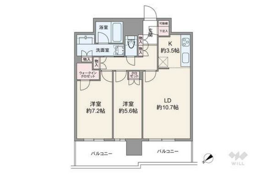 NAGOYA the TOWER(2LDK) 20階の間取り図