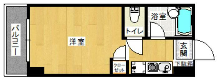 キャッスルマンション熊本大江(1K) 4階の間取り図