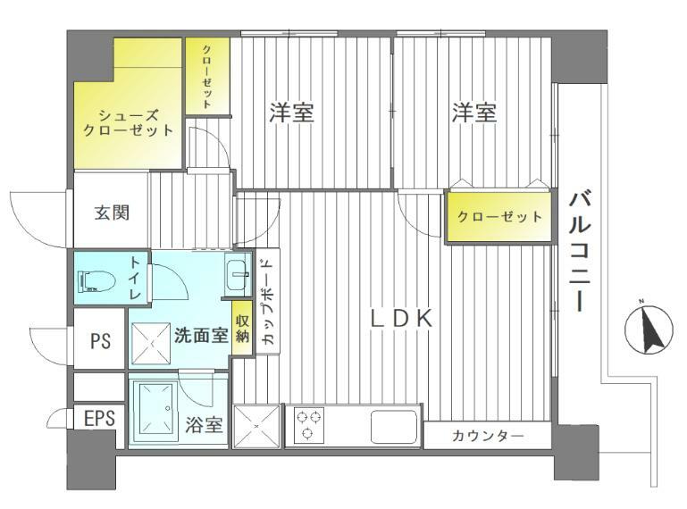 ファミール榴ヶ岡(2LDK) 4階の間取り図