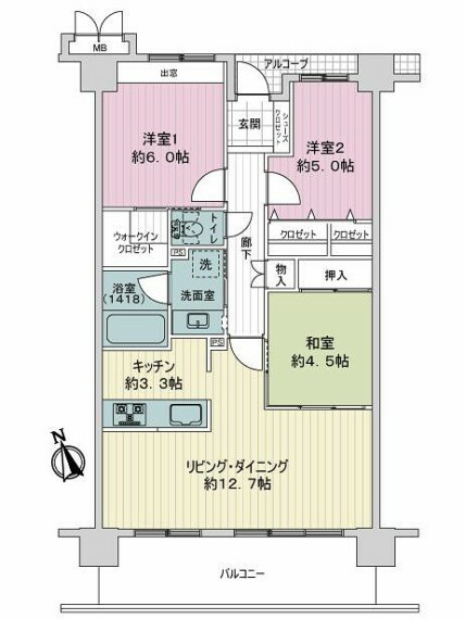 サーパス津志田(3LDK) 3階の内観