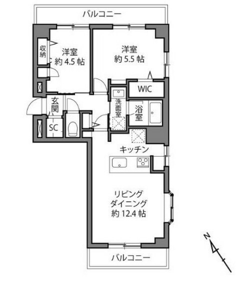 モナークマンション松庵(2LDK) 3階の間取り図