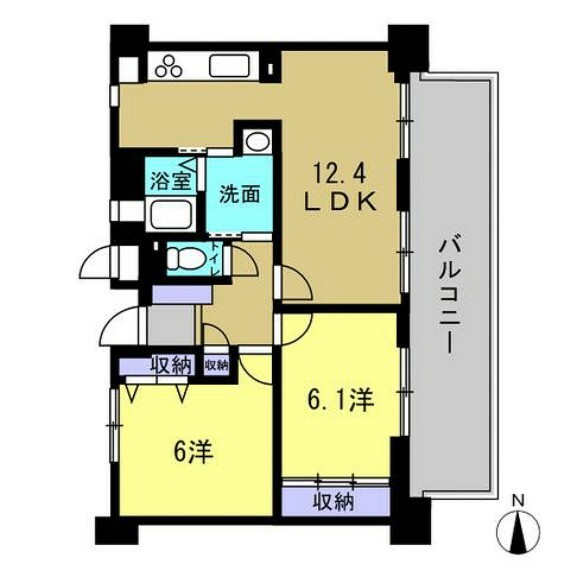平和大通りパークマンション(2LDK) 2階の内観