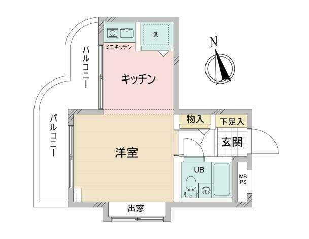 ライオンズマンション新横浜A館(1R) 1階の間取り図