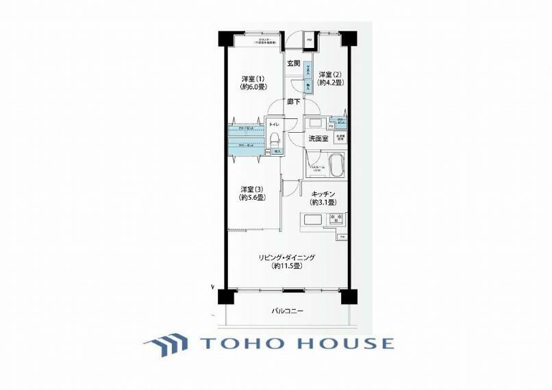 横浜西谷パークホームズ(3LDK) 7階の間取り図